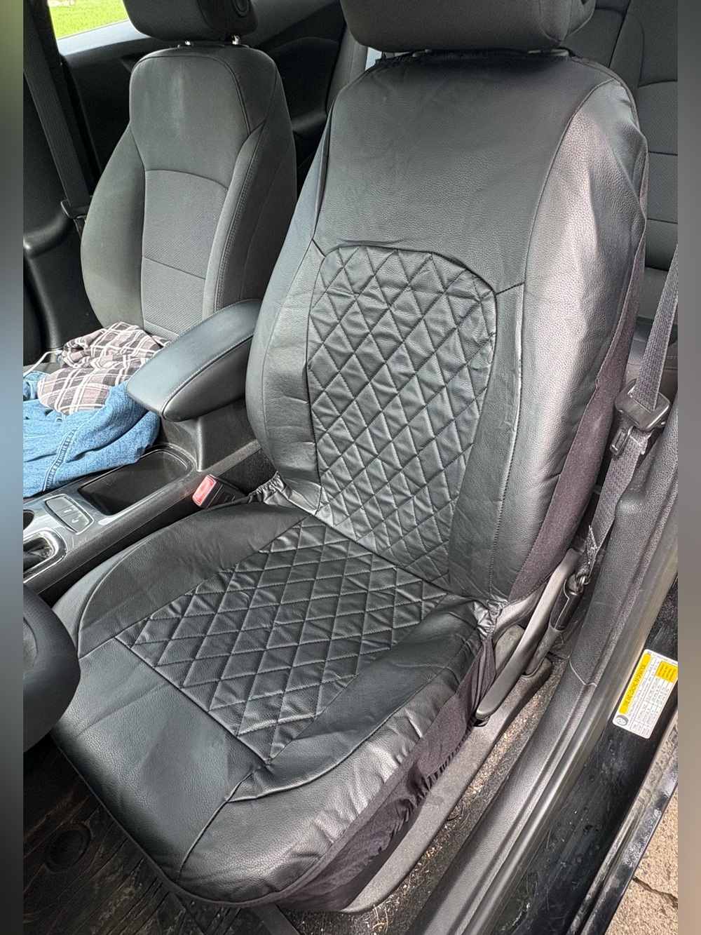 Universal Black Quilted Leatherette Car Seat Covers for front and back